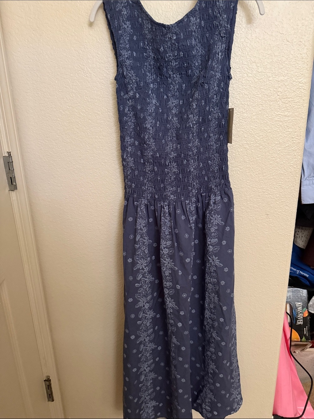 Universal Thread Navy Sleeveless Smocked Floral Maxi Dress for Girls